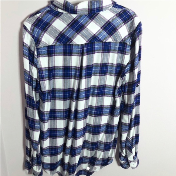 Honey Punch blue and red plaid checkered flannel - Picture 3 of 4